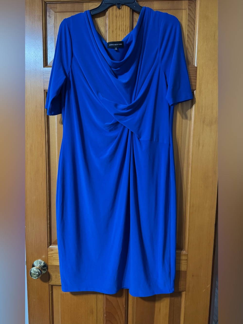 Jones New York Royal Blue Draped Midi Dress